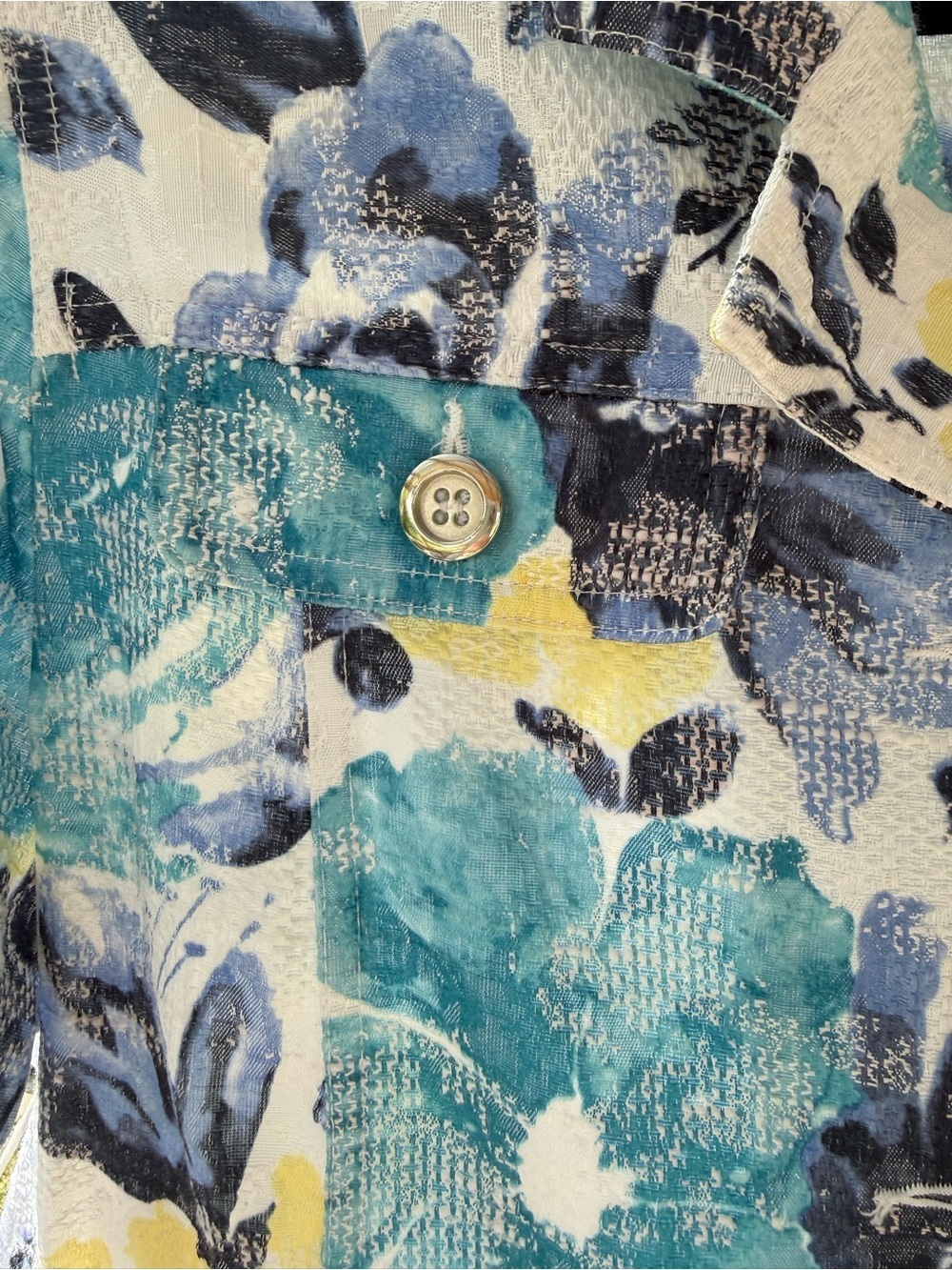 TanJay Floral Blazer in Teal, Navy & Yellow - Picture 6 of 9